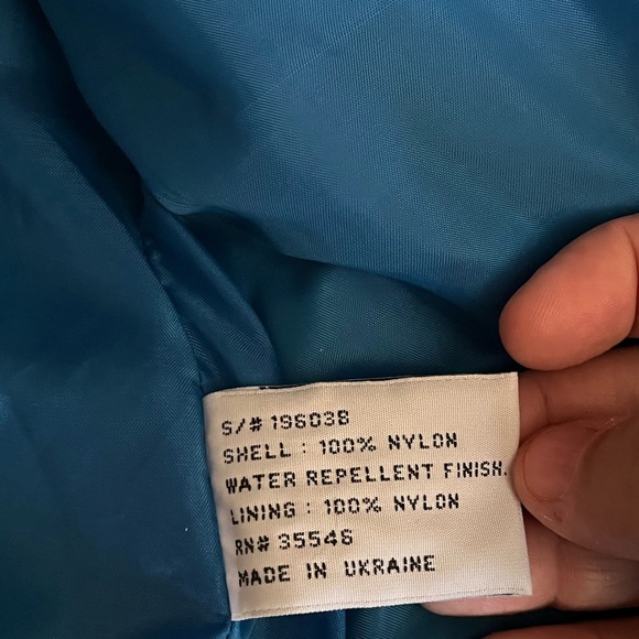 VINTAGE 90s Men's Green Performance Jacket with Blue Hood and Red Accents - Picture 3 of 6